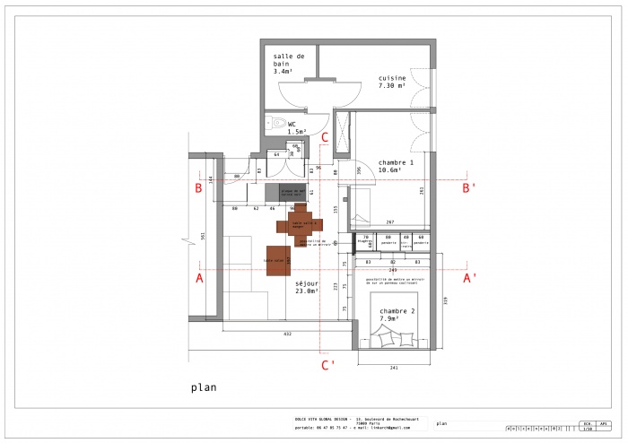 plan appartement echelle
