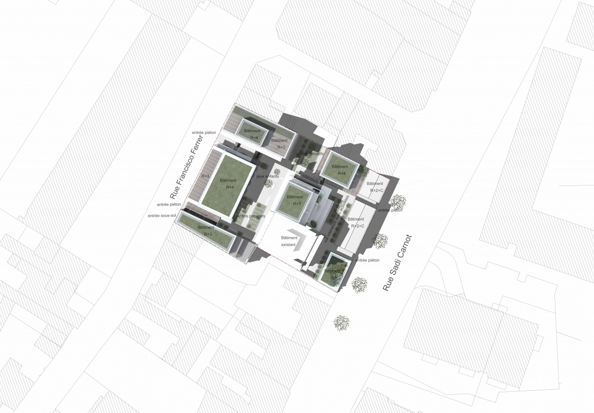 38 logements et commerce  Bagnolet : PLAN MASSE CAMILLE V6-500