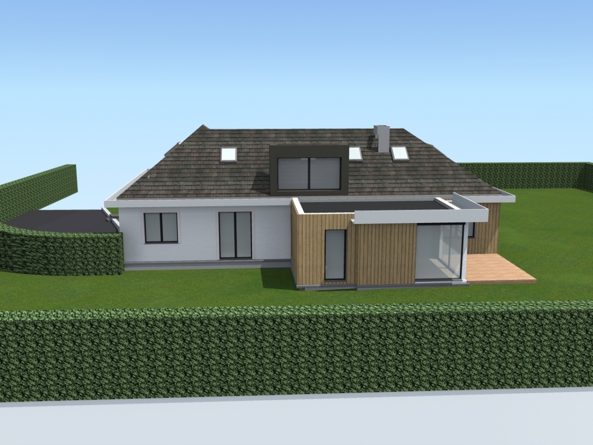 Double extension bois d'une maison � Hem : projet