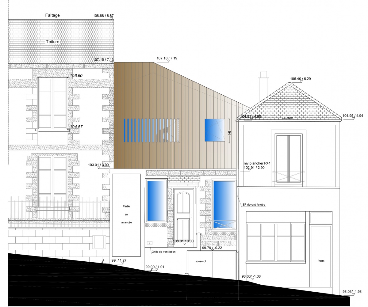 Surlvation d'une maison : FACADE PROJET