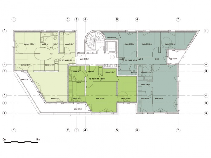 Reconstruction de la Cit Double Couronne : plan de l'tage courant