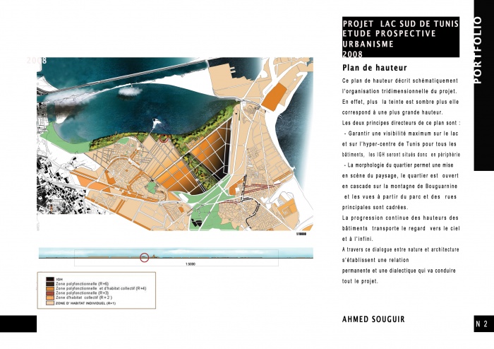 Projet urbain Lac sud de Tunis : plan des hauteurs