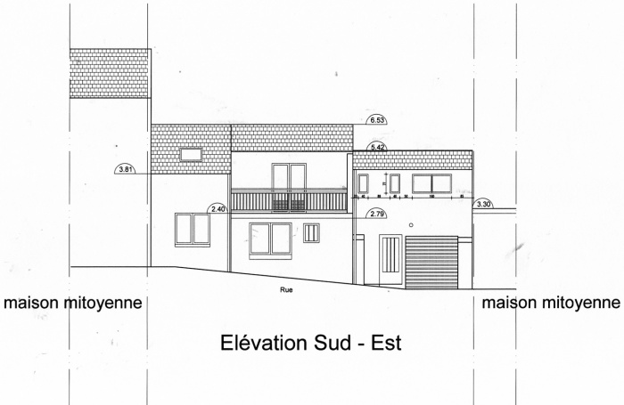 Sur�l�vation d'une maison : Fa�ade rue projet