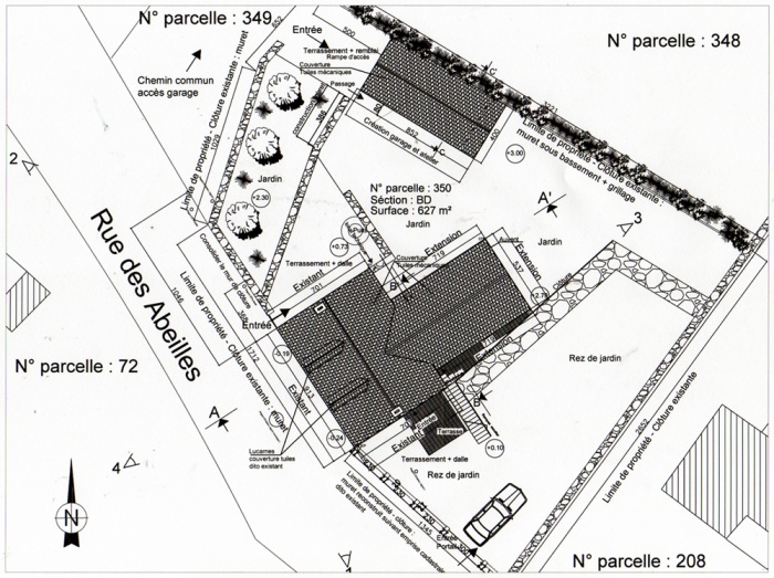 R�novation, extension d'une maison et construction d'un garage ( projet en cours ) : Plan masse projet