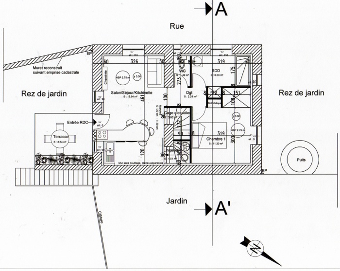 R�novation, extension d'une maison et construction d'un garage ( projet en cours ) : Plan RDC projet