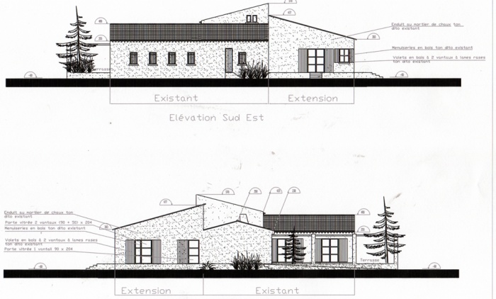 Maison d'h�tes - extension ( projet en cours ) : Pignons projet