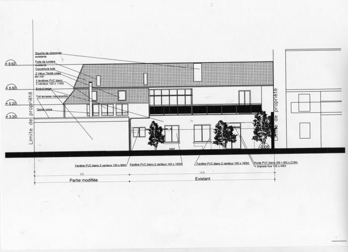 R�novation d'une maison et am�nagement de son extension ( projet en cours ) : Fa�ade sur cour projet