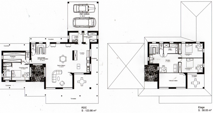 Construction d'une maison ( projet en cours ) : Plans RDC et �tage