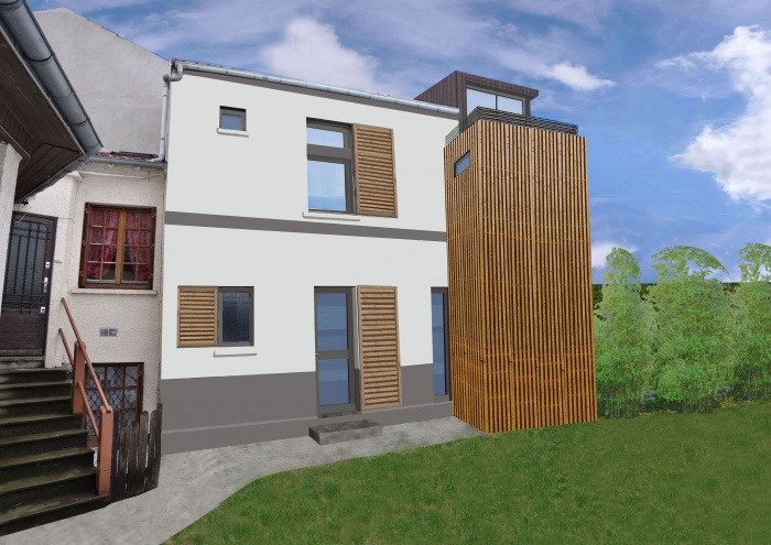 Rhabilitation et extension bois BBC d'une maison