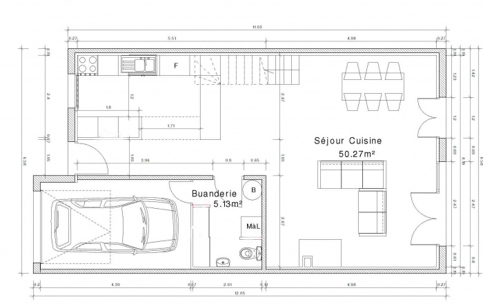 Maison R : Plan RDC