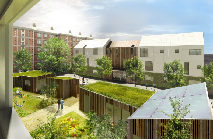 Logements sociaux -sous traitance pour SOA- : Vue bati gauche