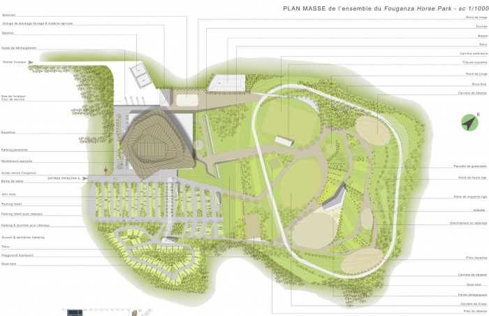 Fouganza Horse Park / Projet lauréat : plan masse Fouganza PPIL
