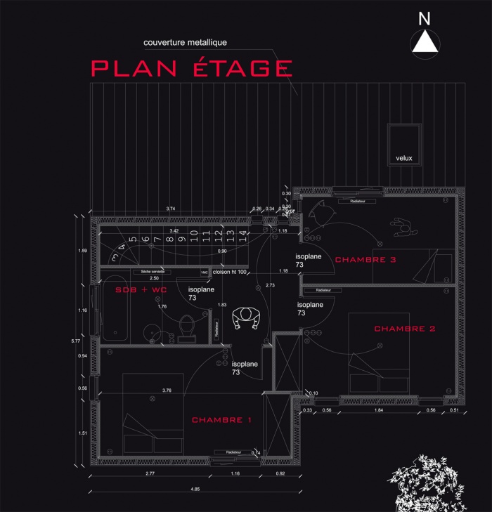 MAISONS  presque JUMELLES : plan �tage