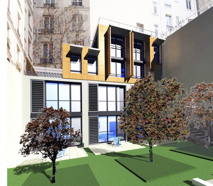 Trois maisons de ville, duplex et studio : perspective