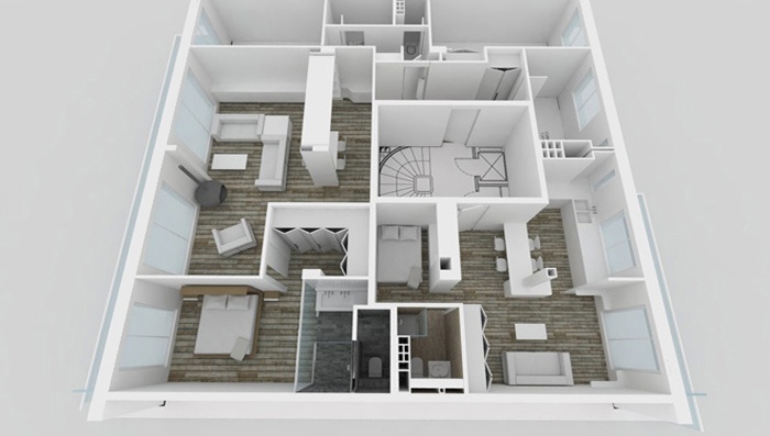 Appartement familial + Studio en annexe : Maquette APRES