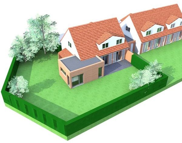 Extension bois d'une maison � Mouvaux : infographie