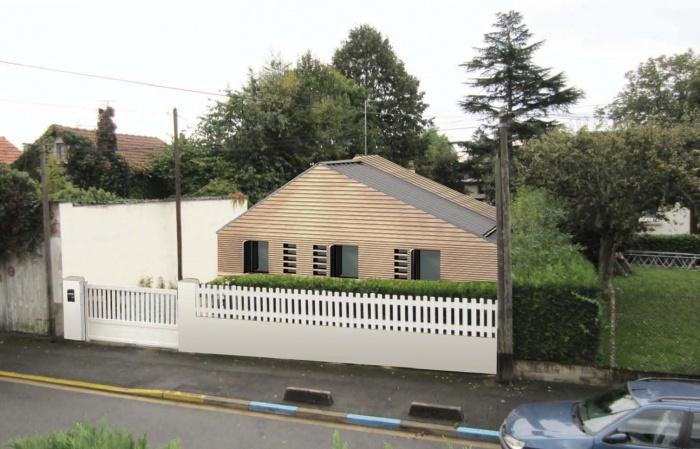 Maison V- une extension en bois : faade de rue