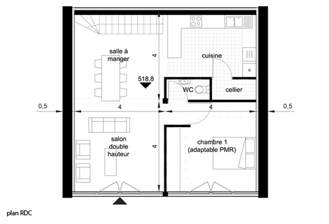 Le Gupard  conception d'une maison familiale : le-guepard-conception-maison-corse-architecture-interieur-plan-rdc