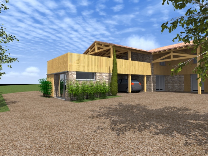 Rnovation d'une maison et ralisation d'un magasin : Magasin avec terrasse bois 4