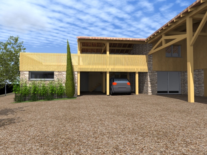 Rnovation d'une maison et ralisation d'un magasin : Magasin avec terrasse bois 5
