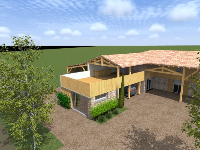 Rnovation d'une maison et ralisation d'un magasin : Magasin avec terrasse bois 2