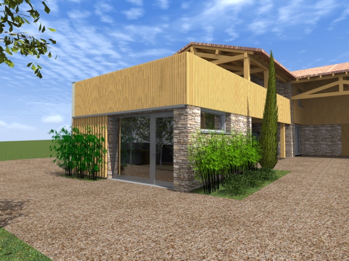 Rnovation d'une maison et ralisation d'un magasin : Magasin avec terrasse bois 3