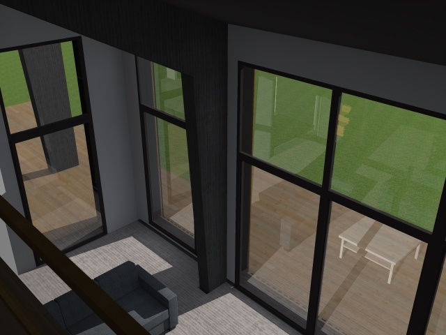 Transformation d'un hangar en loft : S�jour toute hauteur