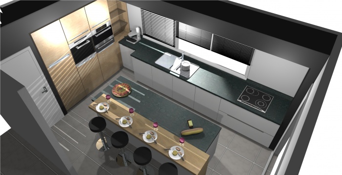 Extension bois d'une maison � Aubers : cuisine