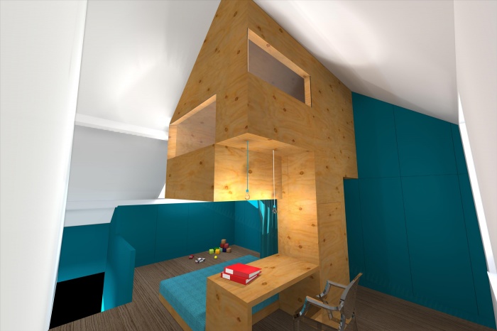 CABANE, am�nagement d'une chambre d'enfant, d'un bureau et d'une chambre d'amis sous combles � Villeneuve d'Ascq : image_projet_mini_72816