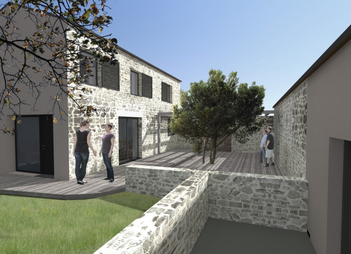 R�novation d'un ancien corps de ferme : Vue patio