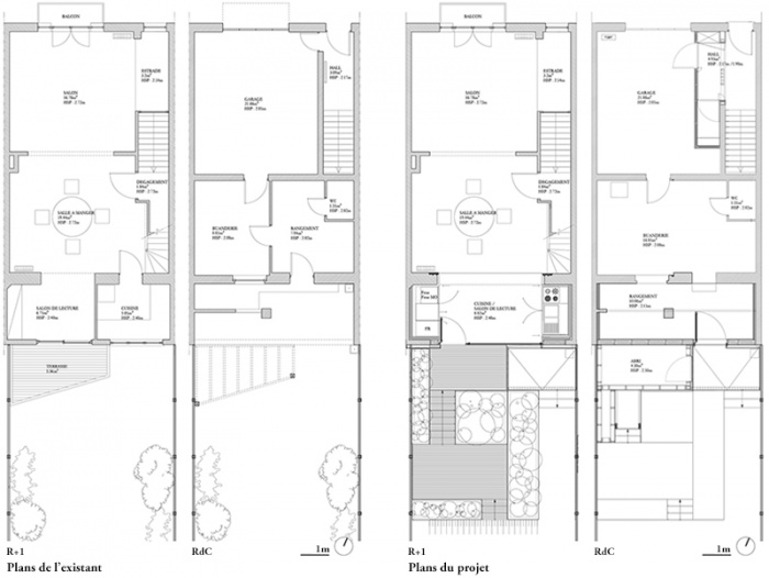 FEN�TRE SUR JARDIN, R�habilitation et extension d'une maison de ville, am�nagement d'une terrasse et des espaces ext�rieurs � Marcq en Baroeul : DIENTRE_fenetre_sur_jardin_plans1
