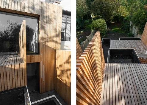 FEN�TRE SUR JARDIN, R�habilitation et extension d'une maison de ville, am�nagement d'une terrasse et des espaces ext�rieurs � Marcq en Baroeul : DIENTRE_fenetre_sur_jardin_terrasse03-494x356