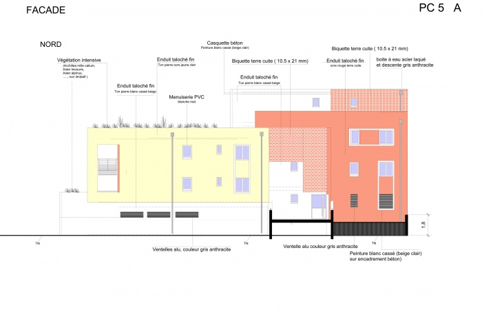 Projet de 4 logements � Noisy le sec : FACADE SUR RUE 4 LOGEMENTS