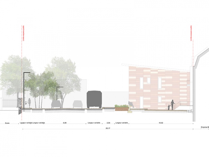 Urbanisme // Projet urbain d'espace public - Réaménagement du secteur des Georgeries - Maintenon : URBA-Maintenon-coupe