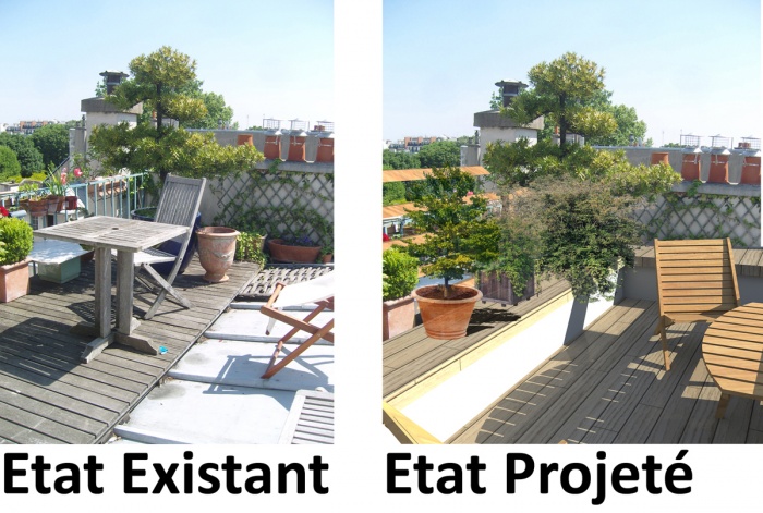 A 10 - Une Terrasse Parisienne : Vue Ext Terrasse Vers Cour Avant Aprs