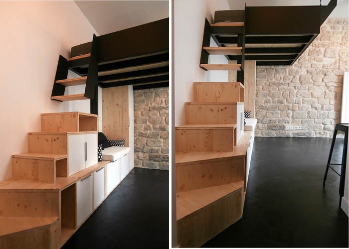 STUDIO 75018 - TOUT EN UN : escalier mezzanine