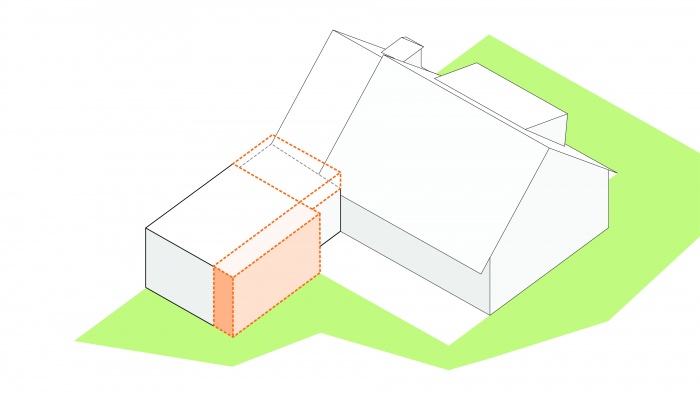 Rnovation et extension de maison individuelle - Sainte Genevive des Bois : 03d-Ste Genevieve-Extension maison-Schema volumes